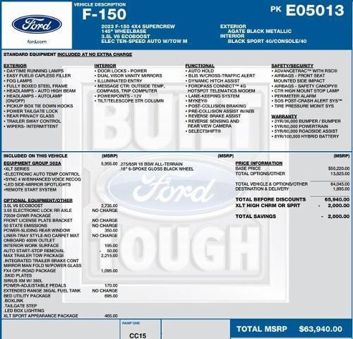 new 2023 Ford F-150 car, priced at $60,001