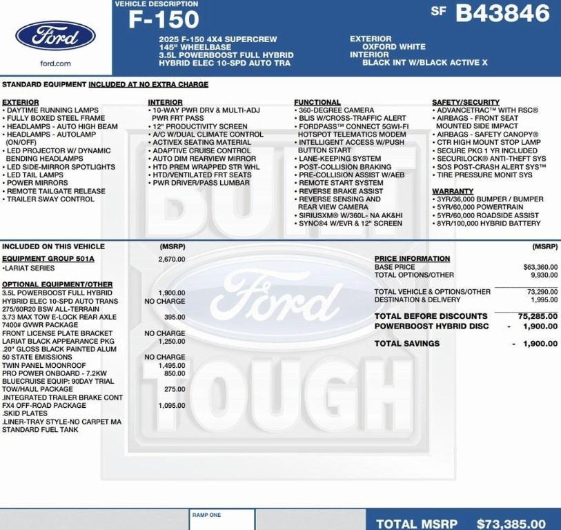 new 2025 Ford F-150 car, priced at $65,228
