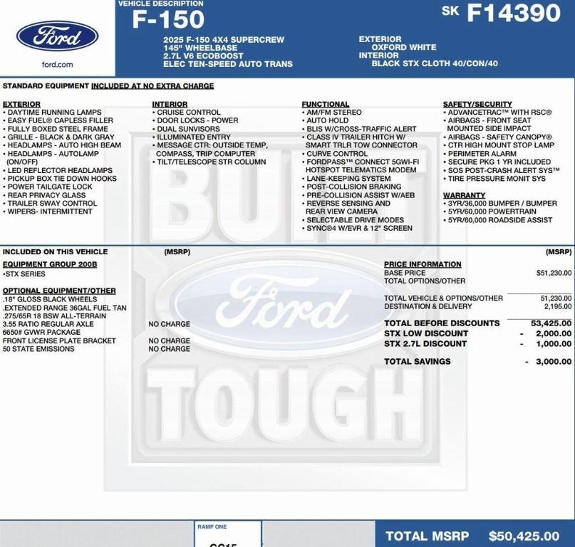 new 2025 Ford F-150 car, priced at $44,302
