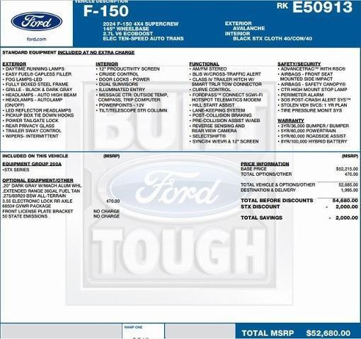 new 2024 Ford F-150 car, priced at $41,144