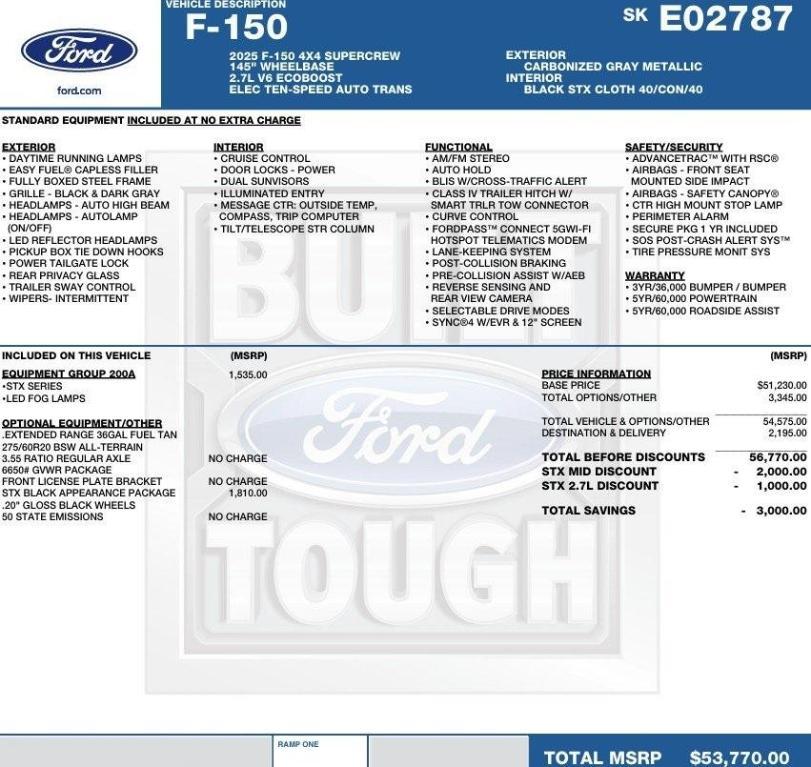 new 2025 Ford F-150 car, priced at $46,378