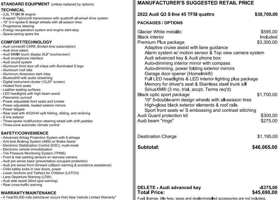 used 2022 Audi Q3 car, priced at $23,995