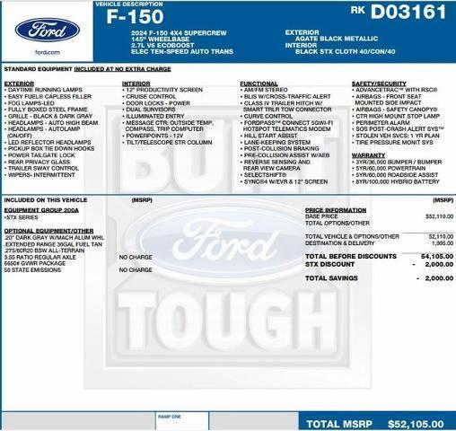 new 2024 Ford F-150 car, priced at $40,602