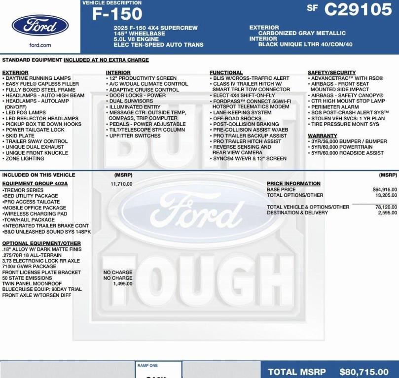 new 2025 Ford F-150 car, priced at $72,872
