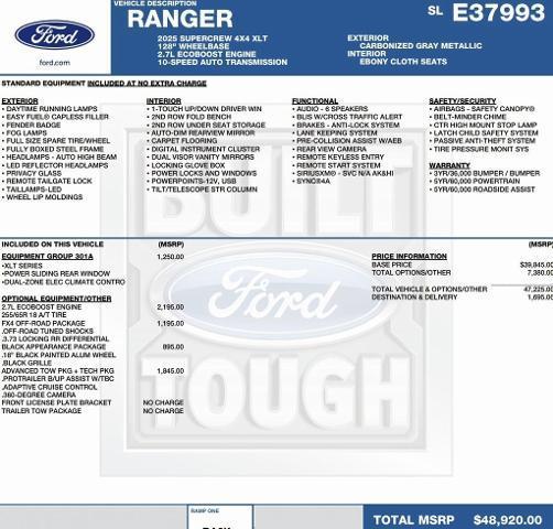 new 2025 Ford Ranger car, priced at $45,008