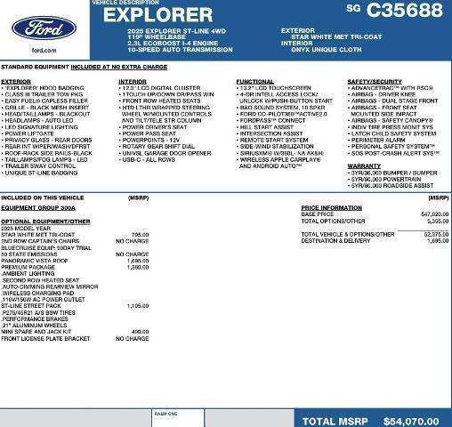 new 2025 Ford Explorer car, priced at $48,891
