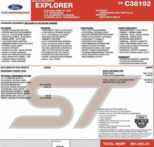 new 2025 Ford Explorer car, priced at $56,259