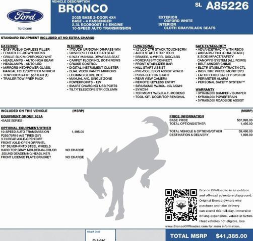 new 2025 Ford Bronco car, priced at $37,503