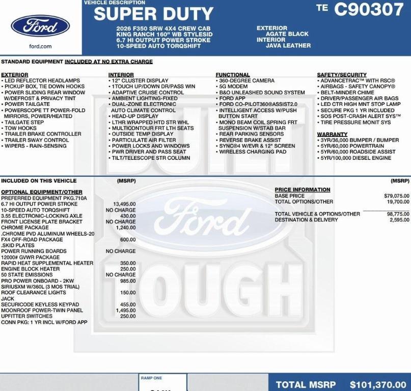 new 2026 Ford F-350 car, priced at $93,816