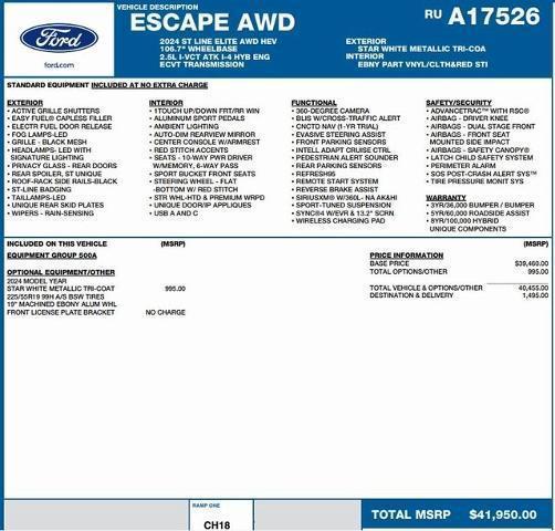 new 2024 Ford Escape car, priced at $37,067