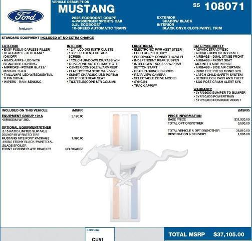 new 2025 Ford Mustang car, priced at $33,460