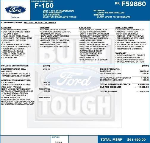 new 2024 Ford F-150 car, priced at $47,104