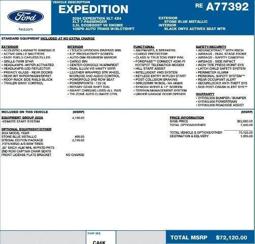 new 2024 Ford Expedition car, priced at $56,862