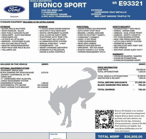 new 2025 Ford Bronco Sport car, priced at $33,393