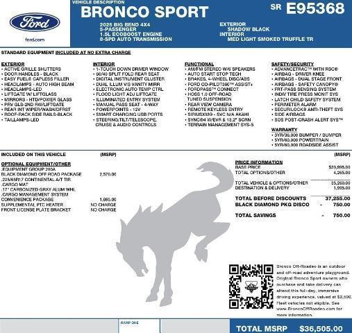 new 2025 Ford Bronco Sport car, priced at $32,393