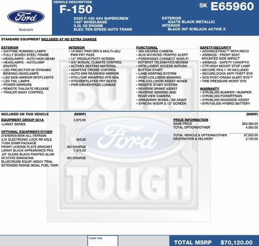 new 2025 Ford F-150 car, priced at $62,858