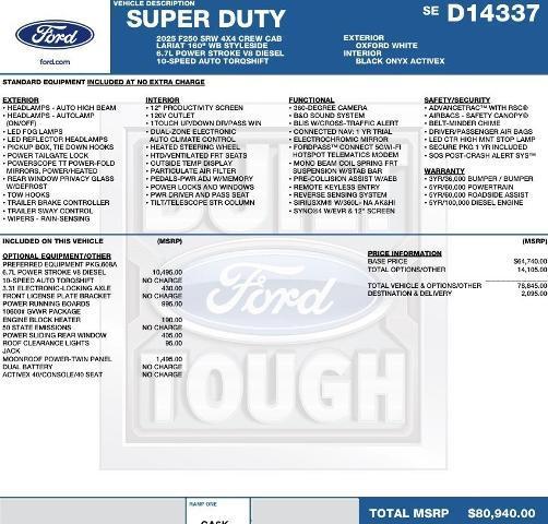 new 2025 Ford F-250 car, priced at $78,500