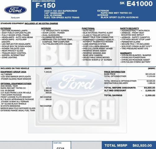 new 2025 Ford F-150 car, priced at $54,043