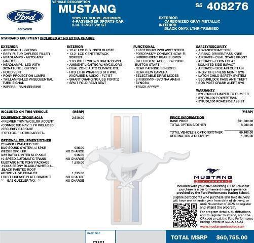 new 2025 Ford Mustang car, priced at $53,592