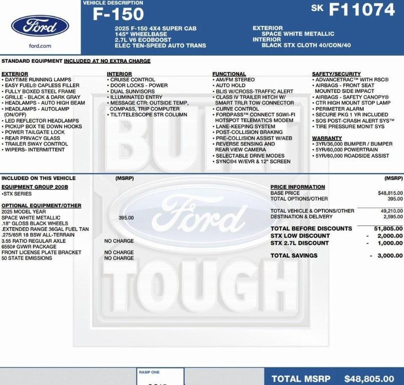 new 2025 Ford F-150 car, priced at $42,796