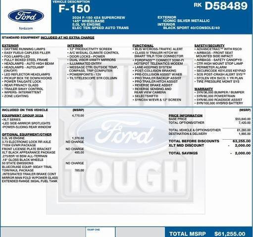 new 2024 Ford F-150 car, priced at $52,700