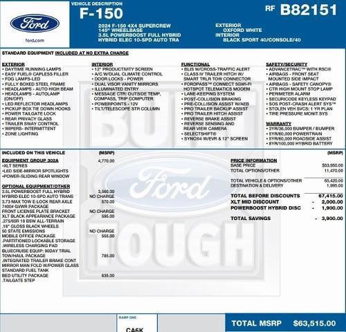 new 2024 Ford F-150 car, priced at $48,446