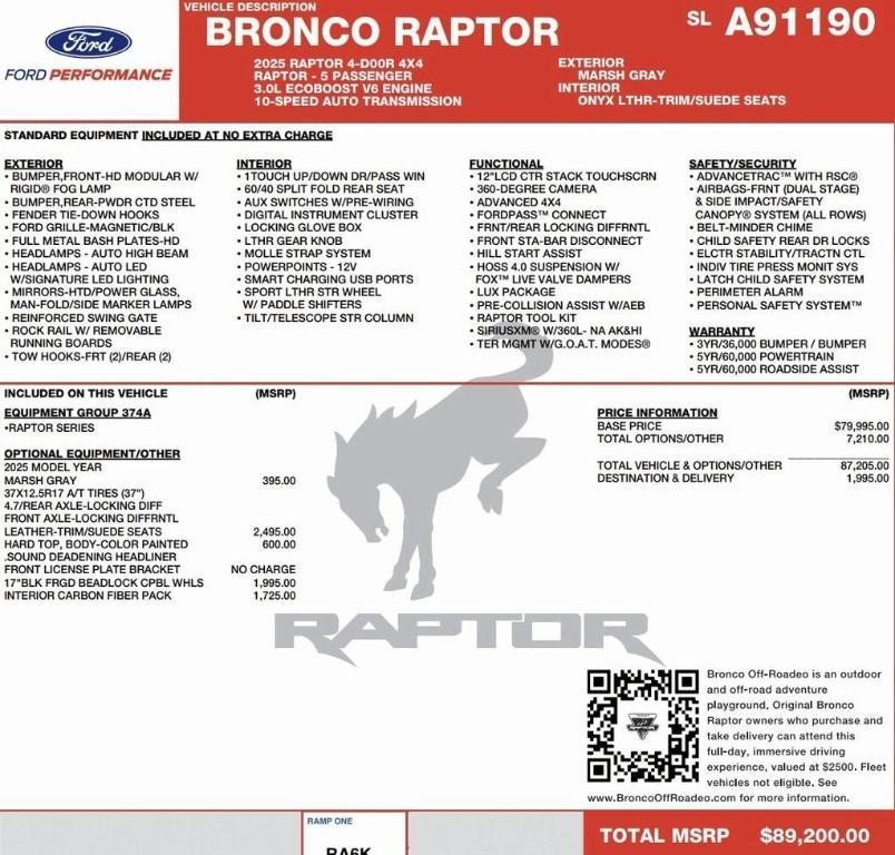new 2025 Ford Bronco car, priced at $83,803