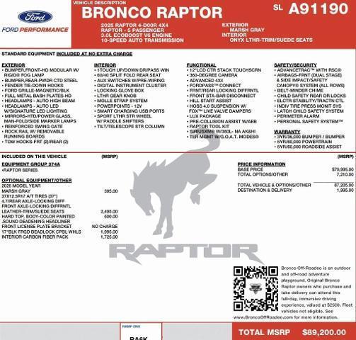 new 2025 Ford Bronco car, priced at $83,803