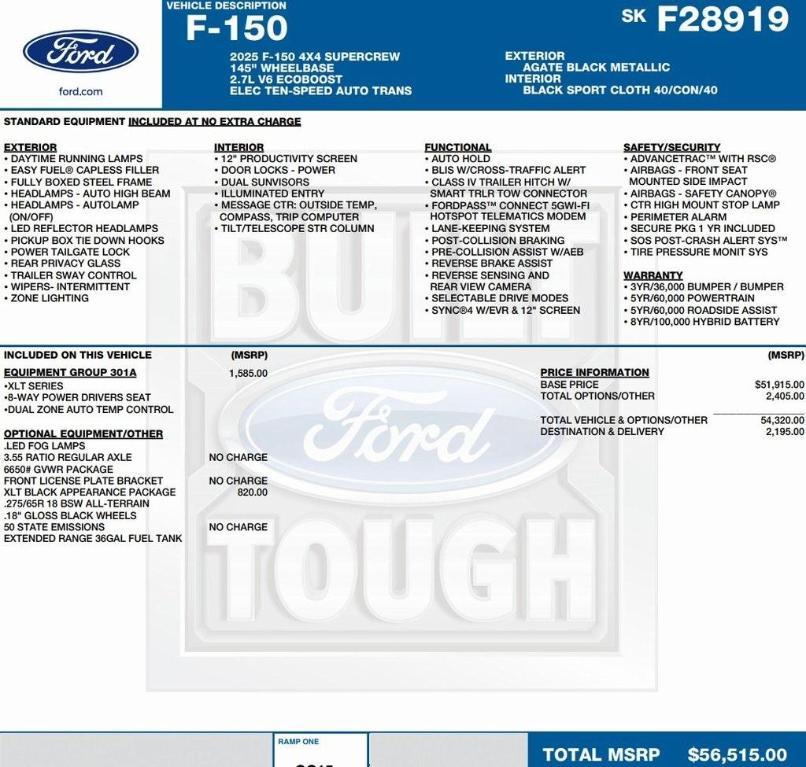new 2025 Ford F-150 car, priced at $46,315