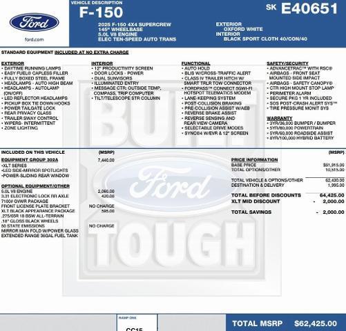 new 2025 Ford F-150 car, priced at $53,602
