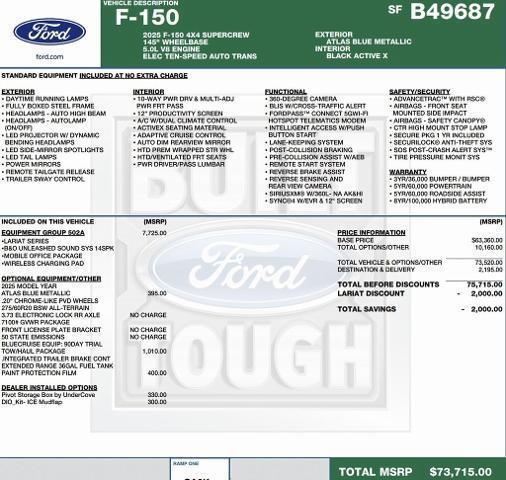 new 2025 Ford F-150 car, priced at $66,058