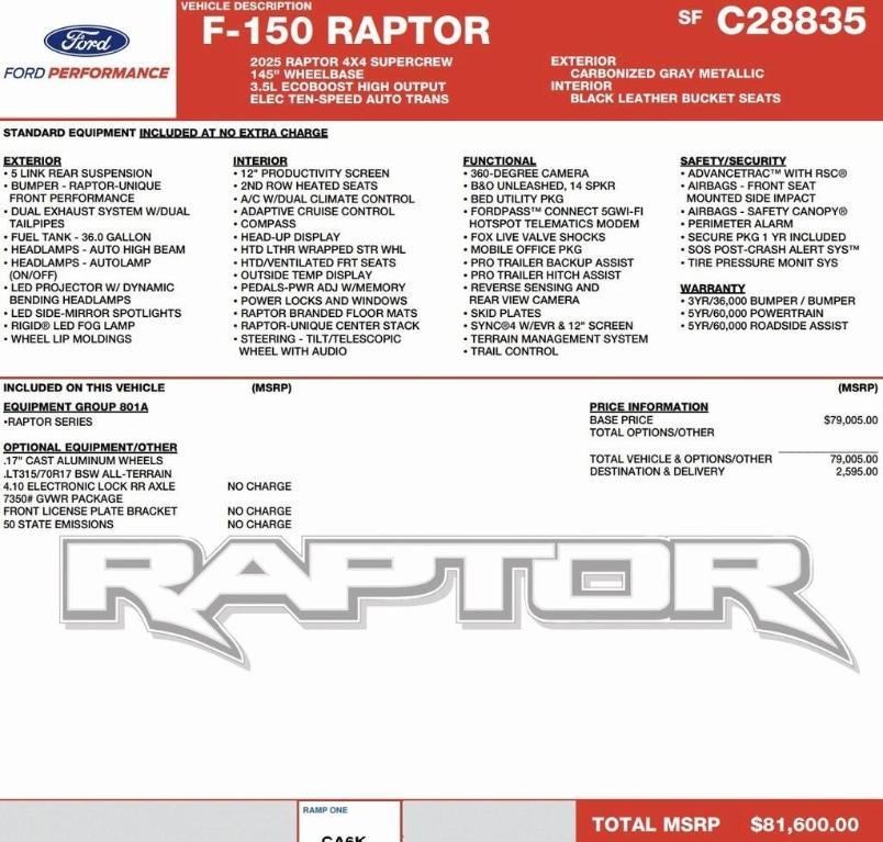 new 2025 Ford F-150 car, priced at $76,800