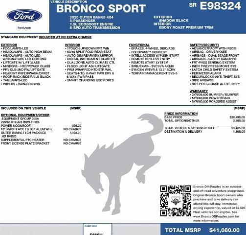 new 2025 Ford Bronco Sport car, priced at $37,898