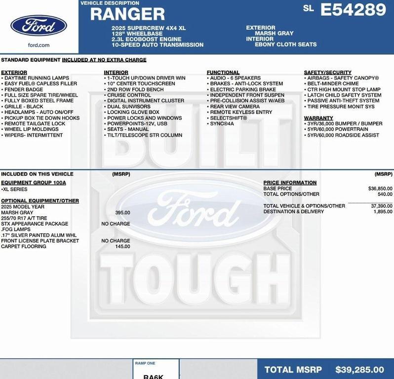 new 2025 Ford Ranger car, priced at $34,471