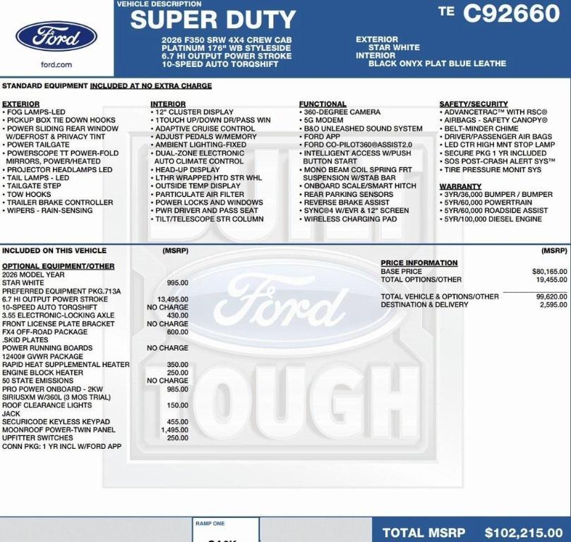 new 2026 Ford F-350 car, priced at $94,666