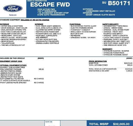 new 2025 Ford Escape car, priced at $25,219