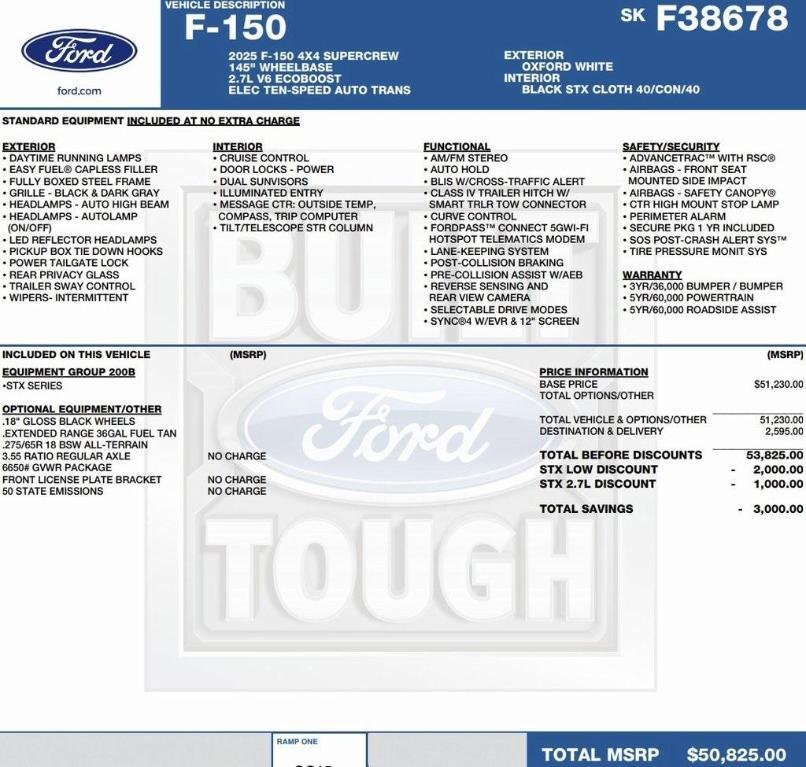 new 2025 Ford F-150 car, priced at $43,802