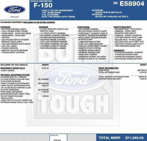 new 2025 Ford F-150 car, priced at $62,040