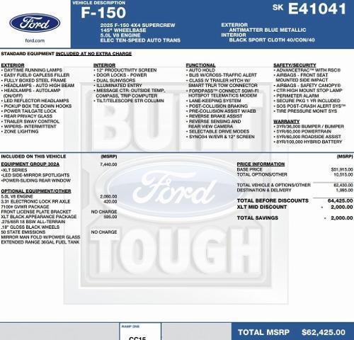new 2025 Ford F-150 car, priced at $57,102