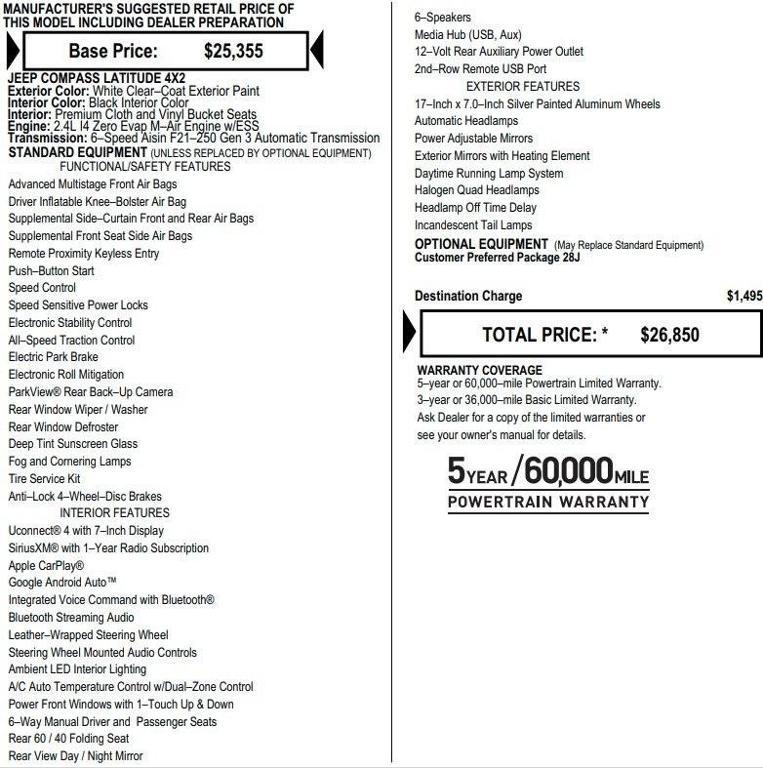 used 2020 Jeep Compass car, priced at $16,995