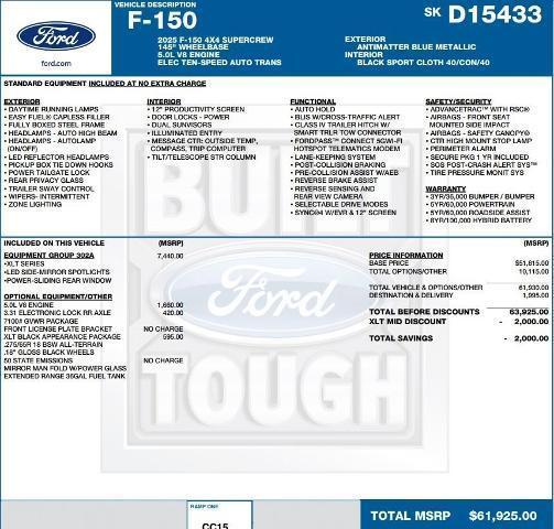 new 2025 Ford F-150 car, priced at $56,197