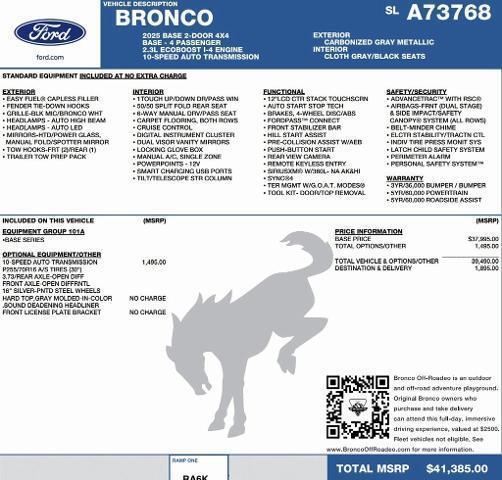 new 2025 Ford Bronco car, priced at $37,446
