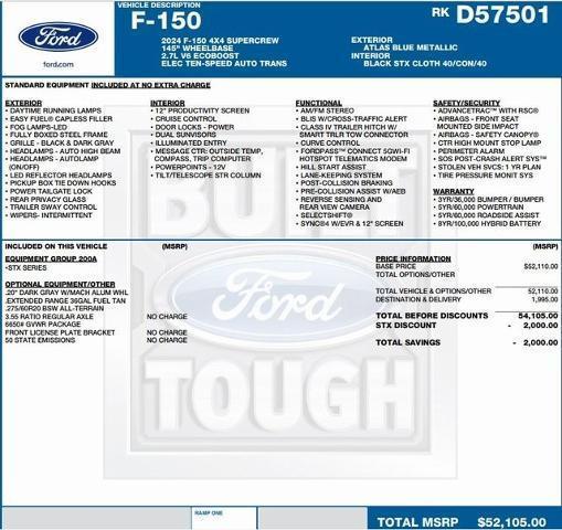 new 2024 Ford F-150 car, priced at $40,602