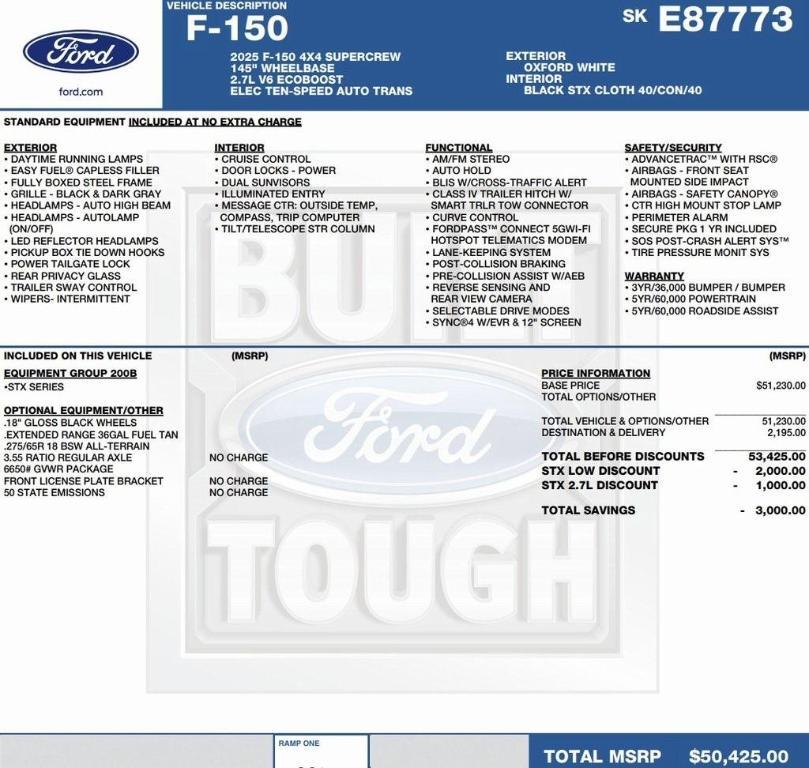 new 2025 Ford F-150 car, priced at $40,902