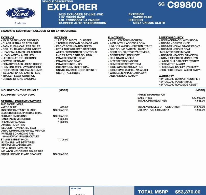 new 2025 Ford Explorer car, priced at $47,248