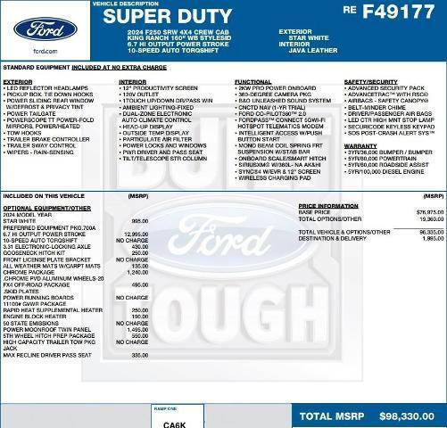 new 2024 Ford F-250 car, priced at $90,214