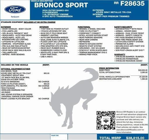 new 2024 Ford Bronco Sport car, priced at $32,002