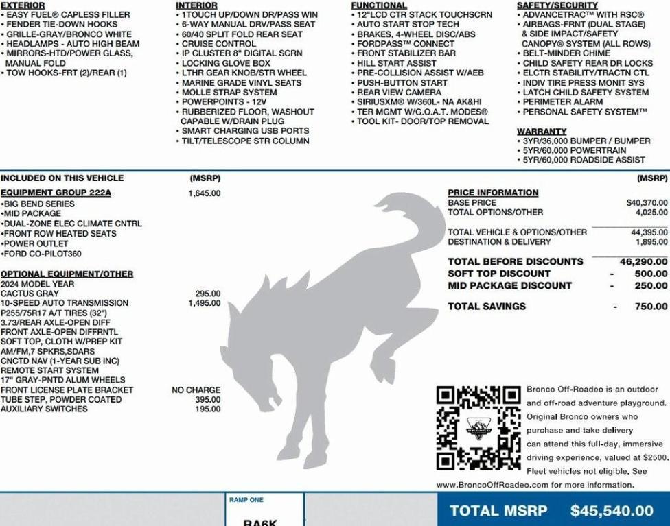 used 2024 Ford Bronco car, priced at $36,995