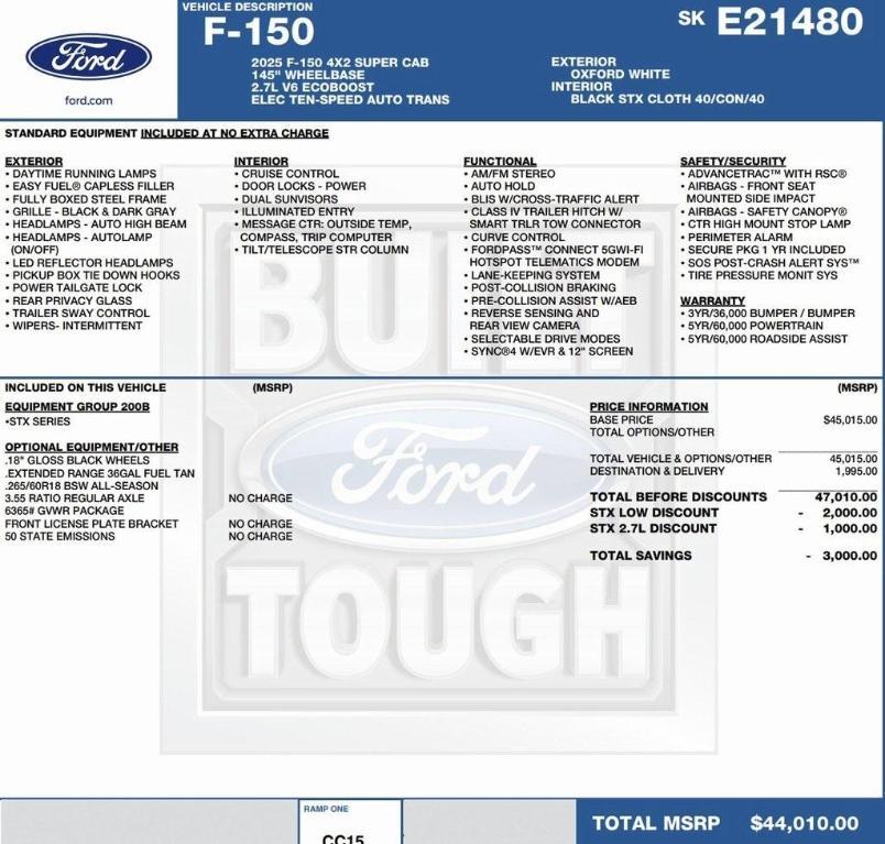 new 2025 Ford F-150 car, priced at $36,790