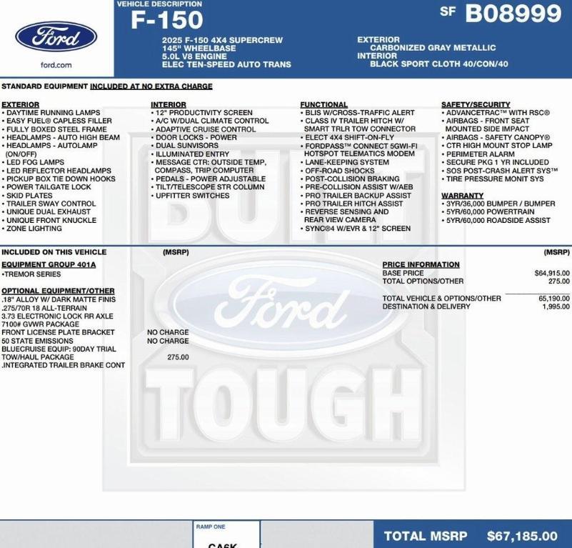 new 2025 Ford F-150 car, priced at $64,808